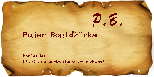 Pujer Boglárka névjegykártya